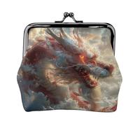 Portamonete rosso leone drago da donna, piccolo portafoglio da donna, piccola borsa per il trucco per borsa, portafoglio ultra sottile retrò cambio, nero, taglia unica, Art Deco, Nero , Taglia unica,