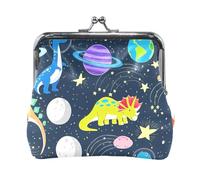 Portamonete, rosso nero a scacchi a righe bacio blocco portamonete portamonete portamonete borsellino casual per uso quotidiano, Dinosauri colorati pianeti spaziali 1, Taglia unica, Dinosauri colorati