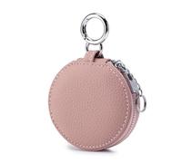 Portamonete rotondo con specchio,Sacchetto semplice per il cambio di denaro,Borsa portatile per auricolari,Borsa per rossetto,Borsa per auricolari con cerniera, rosa, alla moda