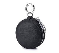 Portamonete rotondo con specchio,Sacchetto semplice per il cambio di denaro,Borsa portatile per auricolari,Borsa per rossetto,Borsa per auricolari con cerniera, Nero , alla moda