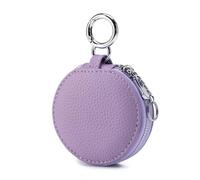 Portamonete rotondo con specchio,Sacchetto semplice per il cambio di denaro,Borsa portatile per auricolari,Borsa per rossetto,Borsa per auricolari con cerniera, Viola, alla moda
