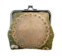Portamonete rotondo in pelle con fiore Datura da donna, piccolo portafoglio con chiusura a bacio, mini porta carte per chiavi, rossetto, carino portamonete da viaggio