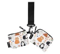 Portamonete rustico con gatti Manx bianchi, da donna, carino, alla moda, portamonete con tasca con cerniera, per donne e uomini, 2 pezzi, Simpatici gatti Manx rustici bianchi, 1 size, moderno