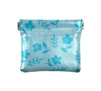 Portamonete scandinavo con fiore blu per le donne spremere cambiamento borsa portamonete, Scandinavo Fiore, 4.3" x 3.7", Spremere