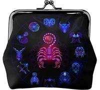 Portamonete Scorpione Neon Oroscopo Cerchio con segni zodiacali Donne Ragazza Viaggio Kiss-Lock Chiusura Fibbia Portafoglio Cambiare Borsa, Come nella foto, Taglia unica, Organizer per borse