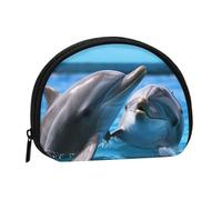 Portamonete Squeeze Piccolo Portafoglio Zippe Due Delfini In The Water Portamonete Stampato, Nero, Taglia Unica, Stampato