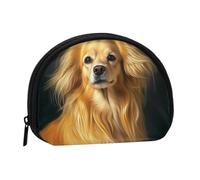 Portamonete Squeeze Piccolo Portafoglio Zippe Giallo Capelli Lunghi Cane Stampato Portamonete, Nero, Taglia Unica, Stampato