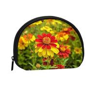 Portamonete Squeeze Piccolo Portafoglio Zippe Giallo Rosso Fiori Stampati Portamonete, Nero, Taglia Unica, Stampato