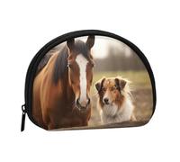 Portamonete Squeeze Small Wallet Zippe Collie Dog And Horse Together stampato portamonete, nero, taglia unica, stampato