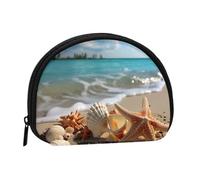 Portamonete Squeeze Small Wallet Zippe Seashells Starfish On Beach stampato portamonete, nero, taglia unica, stampato
