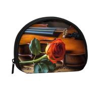 Portamonete Squeeze Small Wallet Zippe Violino in legno e rosa stampato portamonete, nero, taglia unica, stampato