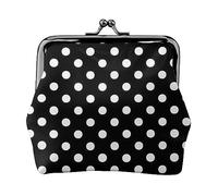 Portamonete stampato a pois bianchi e neri per le donne borsa portafoglio in pelle PU sacchetto di cambio Kiss-Lock Vintage Pouch, pois bianchi e neri, taglia unica, vintage, Pois bianchi e neri.,