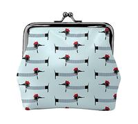 Portamonete stampato bassotto parigino per le donne borsa del portafoglio in pelle PU sacchetto di cambio Kiss-Lock Vintage Pouch, Bassotto parigino, Taglia unica, Vintage