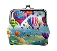 Portamonete stampato bassotto parigino per le donne borsa del portafoglio in pelle PU sacchetto di cambio Kiss-Lock Vintage Pouch, Palloncini ad aria calda., Taglia unica, Vintage
