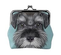 Portamonete stampato bassotto parigino per le donne borsa del portafoglio in pelle PU sacchetto di cambio Kiss-Lock Vintage Pouch, Schnauzer Blu, Taglia unica, Vintage