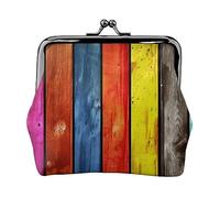 Portamonete stampato colorato da sogno per le donne borsa portafoglio borsa in pelle PU cambio sacchetto Kiss-Lock Vintage Pouch, Bordo di legno colorato, Taglia unica, Vintage