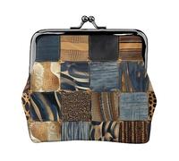 Portamonete stampato colorato da sogno per le donne borsa portafoglio borsa in pelle PU cambio sacchetto Kiss-Lock Vintage Pouch, Patchwork Denim, Taglia unica, Vintage