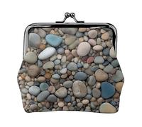Portamonete stampato colorato da sogno per le donne borsa portafoglio borsa in pelle PU cambio sacchetto Kiss-Lock Vintage Pouch, Motivo con pietre da spiaggia, Taglia unica, Vintage