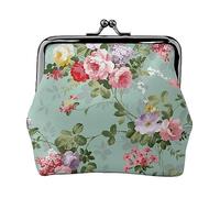 Portamonete stampato con fiori di girasole e piante nere e gialle per le donne borsa a portafoglio in pelle PU sacchetto di cambio Kiss-Lock Vintage Pouch, Fiori vintage, Taglia unica, Vintage