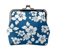 Portamonete stampato con fiori hawaiani per le donne borsa portafoglio in pelle PU sacchetto di cambio Kiss-Lock Vintage Pouch, Fiore Hawaii, Taglia unica, Vintage