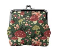 Portamonete stampato con foglie galleggianti colorate per le donne borsa portafoglio in pelle PU sacchetto di cambio Kiss-Lock Vintage Pouch, Arte dei funghi luminosi, Taglia unica, Vintage