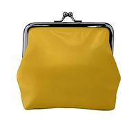 Portamonete stampato giallo senape per le donne borsa portafoglio in pelle PU cambio sacchetto Kiss-Lock Vintage Pouch, giallo senape., Taglia unica, Vintage