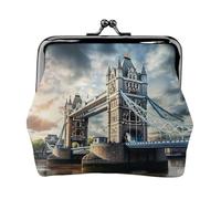 Portamonete storico con stampa Old Tower Bridge London - Portafoglio leggero e minimalista per festival musicali e concerti, Nero , taglia unica, Art Deco