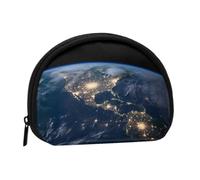 Portamonete Terra dallo spazio esterno, piccolo portafoglio da viaggio alla moda | Piccola borsa cosmetica a conchiglia per borsetta con tasca portamonete con cerniera, organizer per chiavi e carte p