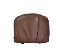 Portamonete tinta unita pieghettato corto portafoglio in pelle PU piccolo con chiusura a cerniera per uso quotidiano viaggio tinta unita moneta pieghettata breve cambio in pelle PU, Caff, Bellezza di