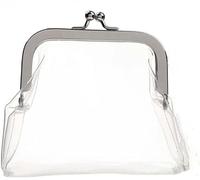 Portamonete trasparente da donna, alla moda, multifunzionale, mini beauty case portatile in PVC con chiusura a bacio, portamonete trasparente per trasportare strumenti e accessori, Grigio, 1