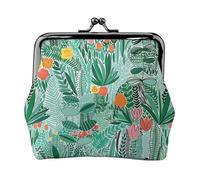 Portamonete tropicale Flora da donna, piccolo portafoglio da donna, piccola borsa per il trucco per borsa, portafoglio ultra sottile retrò, nero, taglia unica, Art Deco, Nero , Taglia unica, Art Deco