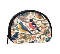 Portamonete "Uccelli nel mio giardino" Piccolo portafoglio da viaggio alla moda | Piccola borsa cosmetica a conchiglia per borsetta con cerniera Pochette per monete Donna Uomo Portachiavi Organizer B