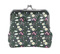 Portamonete, Varietà Fiori Colorati Bacio Blocco Cambiare Borsa Portatile Sacchetto Cambiare Portafoglio Organizzatori, Margherite Fiore Di Campo Verde Scuro, Taglia unica, Margherite Fiore Di Campo