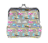 Portamonete, Varietà Fiori Colorati Bacio Blocco Cambiare Borsa Portatile Sacchetto Cambiare Portafoglio Organizzatori, Veicoli da Costruzione Grigio, Taglia unica, Veicoli da Costruzione Grigio