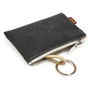 Portamonete Vegano con Portachiavi per Donna - Sottile con Zip con Comparto Portacarte - Idea Regalo Perfetto! Disponibile in Vari Colori - by SIMARU (Nero)