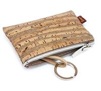 Portamonete Vegano con Portachiavi per Donna - Sottile con Zip con Comparto Portacarte - Idea Regalo Perfetto! Disponibile in Vari Colori - by SIMARU (Beige Raizes)