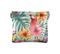 Portamonete verde floreale tropicale pappagalli senza cerniera portamonete impermeabile borsa cosmetica per viaggio, Pappagalli tropicali floreali verdi, Taglia unica, Pappagalli tropicali floreali