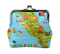 Portamonete versatile con mappa dell'Italia con icone del cibo, grazioso portamonete per ogni occasione