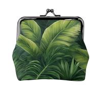 Portamonete versatile con stampa di piante tropicali verdi, squisito mini portafoglio carino per ogni occasione