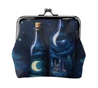 Portamonete versatile con stampa di una bottiglia di Under Night Sky, mini portafoglio carino per ogni occasione