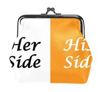 Portamonete vintage portamonete portamonete con scritta "Her Side and His Side", colore: bianco e arancione, Come nella foto, Taglia unica, Organizer per borse