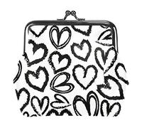 Portamonete vintage portamonete portamonete modello portafogli con cuori disegnati a mano, Come nella foto, Taglia unica, Organizer per borse