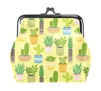 Portamonete vintage portamonete portamonete portafogli cactus piante in vaso verde giallo, Come nella foto, Taglia unica, Organizer per borse