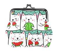 Portamonete vintage portamonete portamonete portafogli carino gatto che mangia anguria modello, Come nella foto, Taglia unica, Organizer per borse