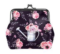 Portamonete vintage portamonete portamonete portafogli dipinti fiori rosa modello nero, Come nella foto, Taglia unica, Organizer per borse