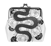 Portamonete vintage portamonete portamonete portafogli disegnati a mano serpente con fiori, Come nella foto, Taglia unica, Organizer per borse