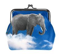 Portamonete vintage portamonete portamonete portafogli elefante su nuvole cielo blu chiaro, Come nella foto, Taglia unica, Organizer per borse