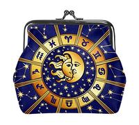 Portamonete vintage portamonete portamonete portafogli luna e sole stelle sfondo blu scuro, Come nella foto, Taglia unica, Organizer per borse