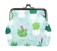 Portamonete vintage portamonete portamonete portafogli pianta cactus verde blu, Come nella foto, Taglia unica, Organizer per borse