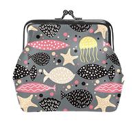 Portamonete vintage portamonete portamonete portafogli rosa nero giallo pesce meduse stelle marine, Come nella foto, Taglia unica, Organizer per borse